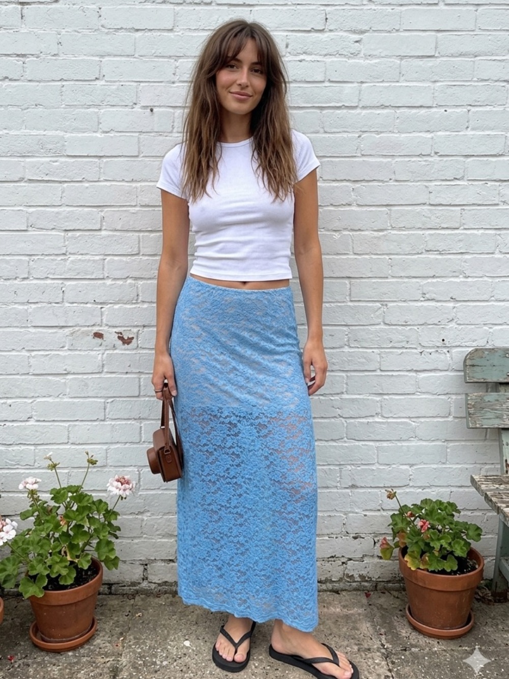 Blue Lace Sheer Maxi Skirt - Women's Summer Festival Boho Skirt NWOT